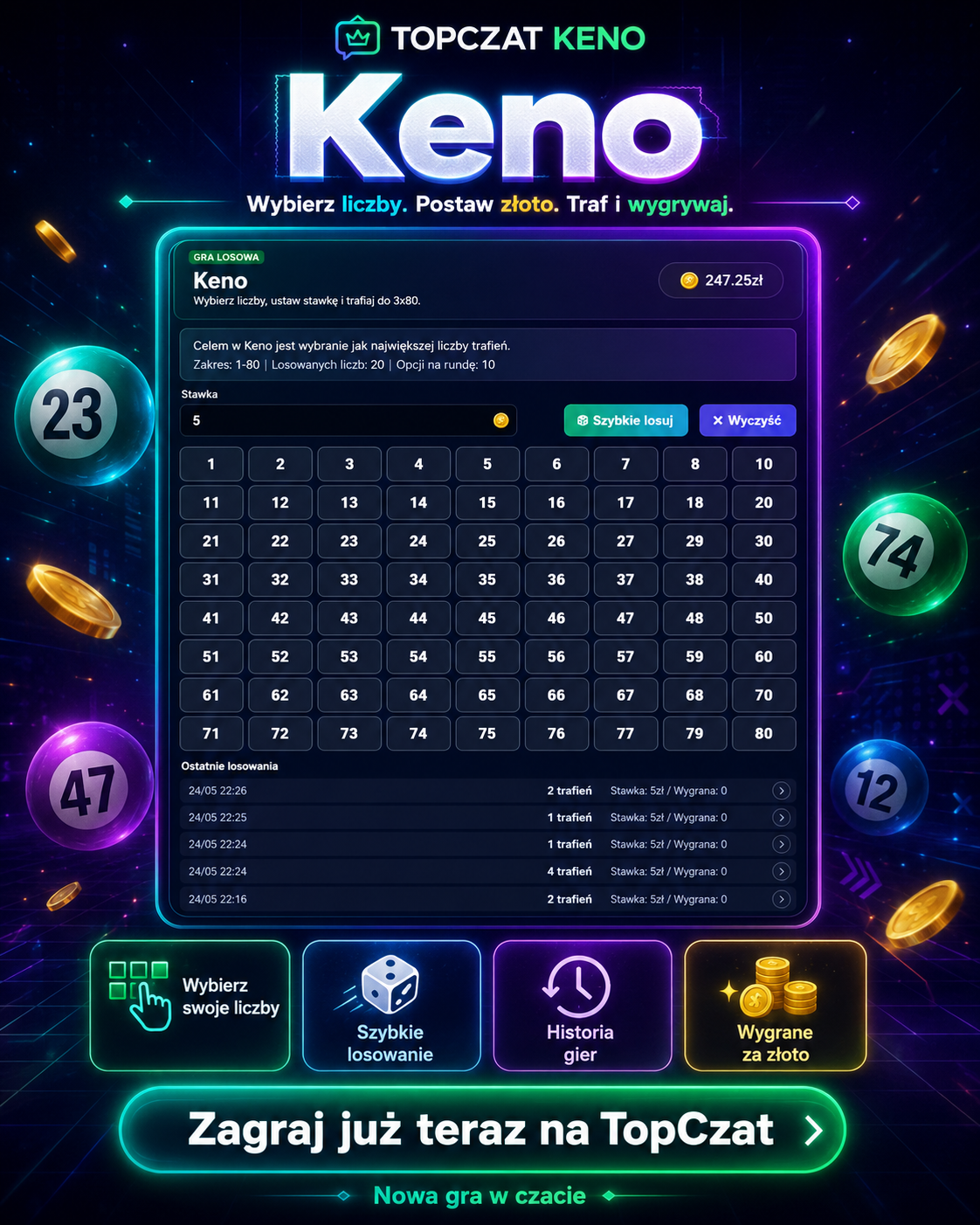 Gra Keno już na TopCzat
